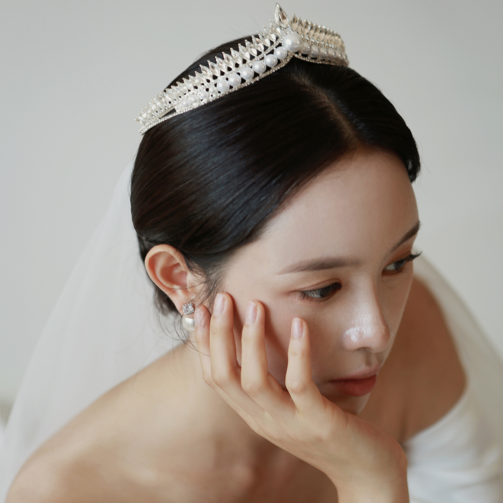 미르토 티아라 HAB0407 셀프웨딩 스튜디오촬영 왕관 브라이덜샤워 헤어 악세사리 : 베일즈