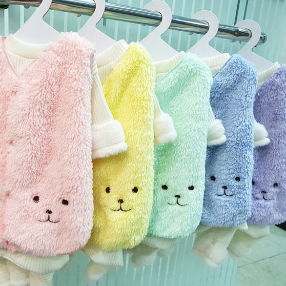 강아지 포근이 수면 조끼 핑크 S 반려견 고양이 가을 겨울 귀여운 따뜻한 털옷 : 멍냥이동산