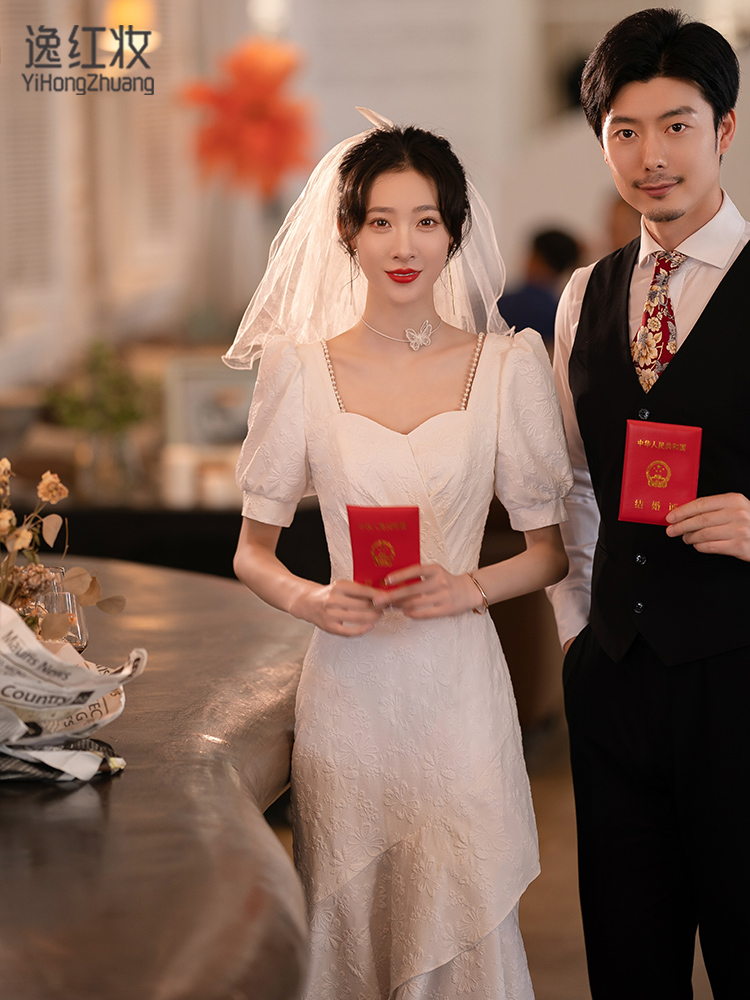 브라이덜 결혼식2부 파티드레스 화이트 웨딩룩   가을 영수증 등록 원피스   고급 착 : 어버버샵
