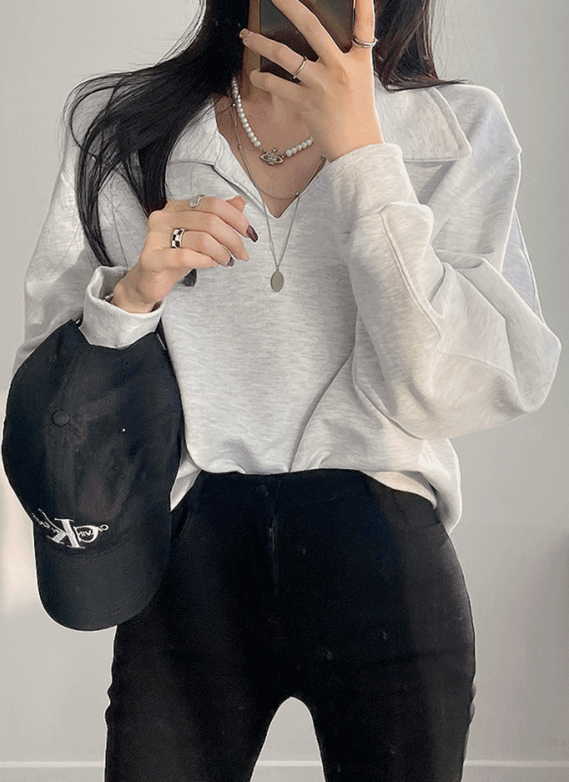 데일리 카라넥 반크롭 무지 버터 맨투맨 3color : 디데이뉴