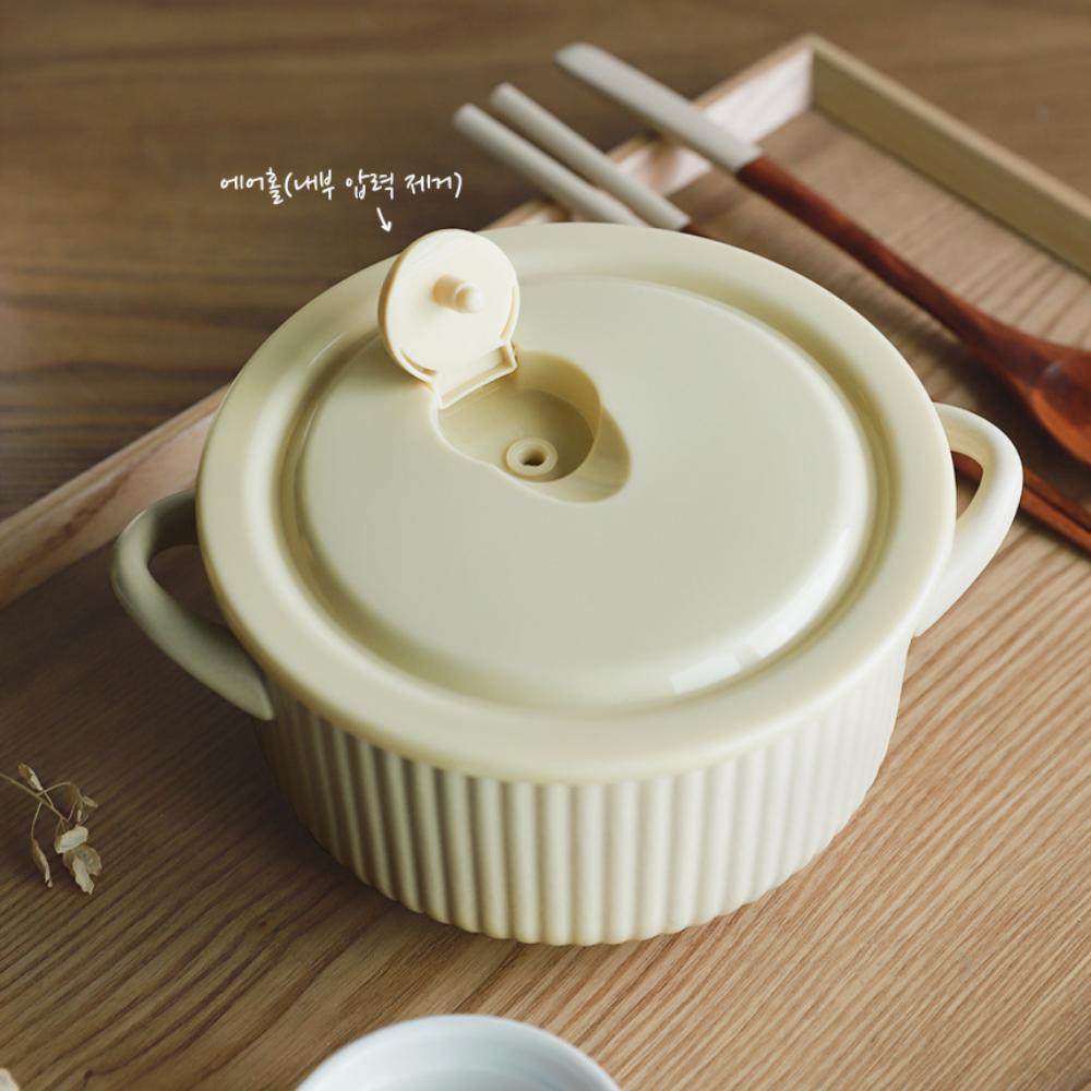 전자레인지용 라면용기 전자렌지 라면기 라면 그릇 도자기 손잡이 : 마이리스트