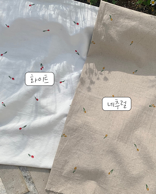 더블유패브릭 미니튤립 바이오워싱 15수 린넨천 원단 앞치마 침구류 매트 커튼 소품 : 더블유패브릭
