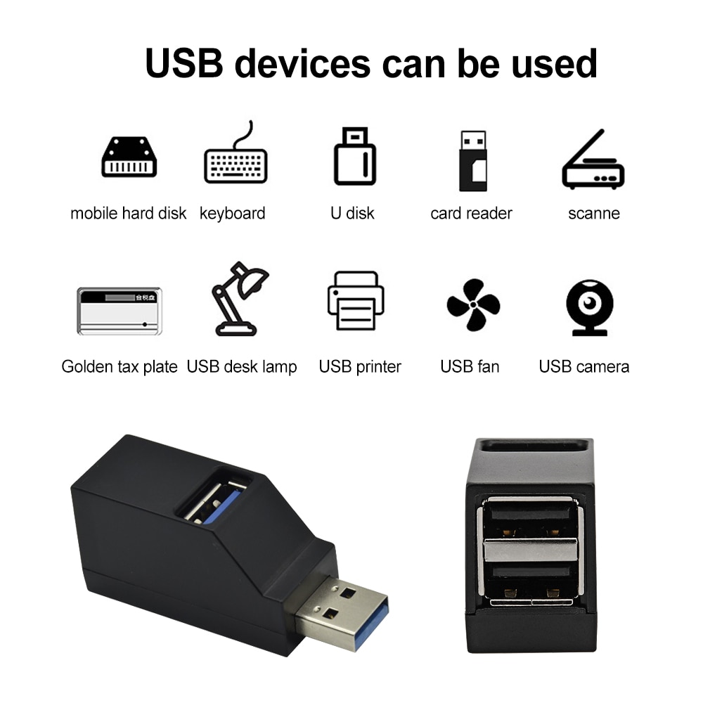 미니 휴대용 USB 2.0 3 포트 분배기 3.0 인라인 허브 확장 : 미소미팔