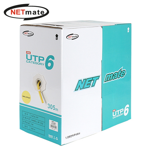 강원전자 넷메이트 NMC-UTP25T CAT.6 UTP 케이블 305m (단선/옐로우) : 제이제이컴