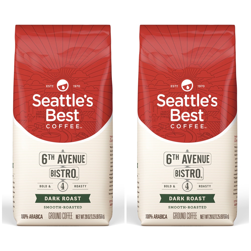 Seattles Best Coffee 6th Avenue Bistro Dark Ground 미국 씨애틀... 6번가 비스트로 다크 원두 분쇄 커피 566g 2팩 : 와이제이써클