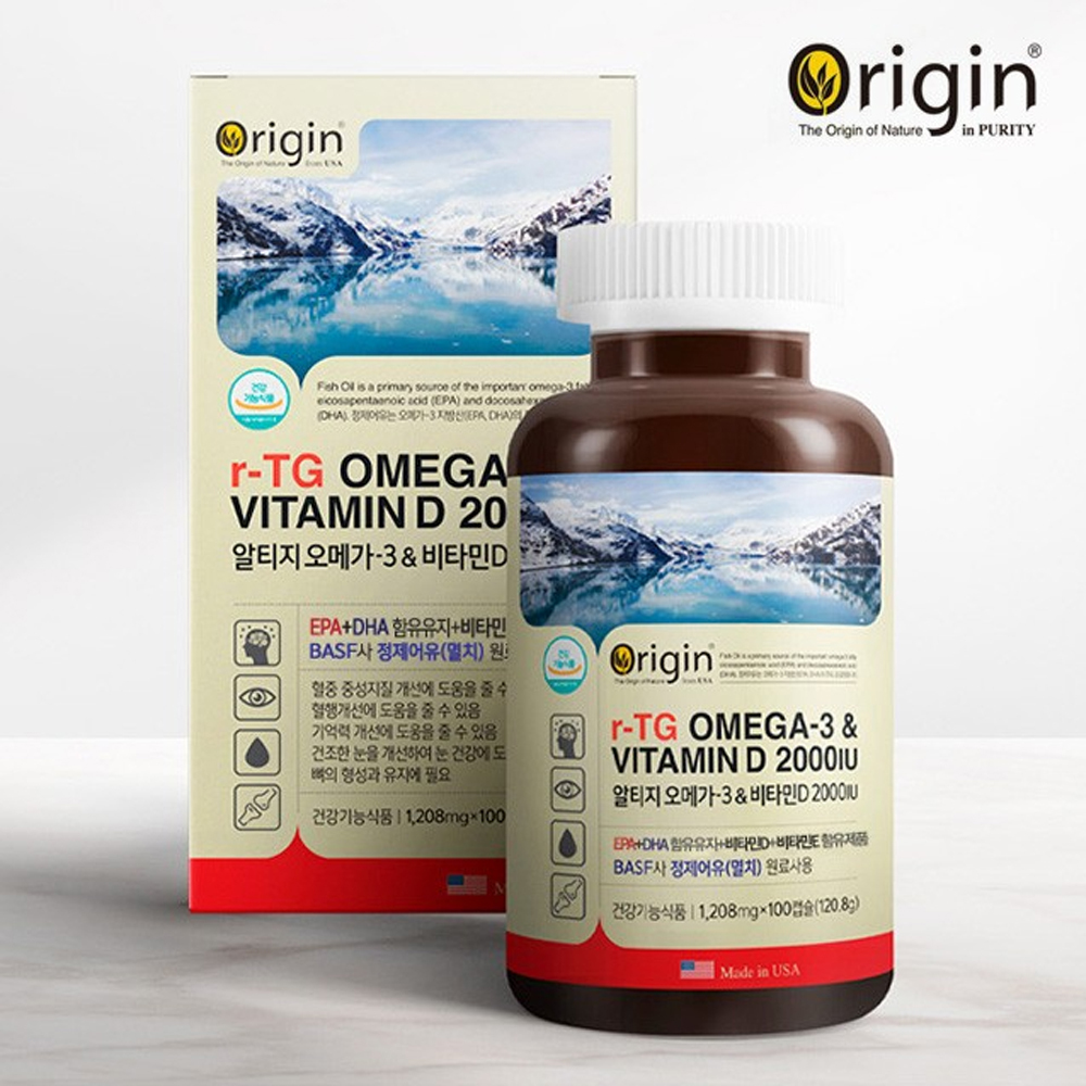 오메가3알티지 미국산 오리진 rtg 오메가3비타민 D 2000IU 혈행건강 100캡슐 : 후후shop