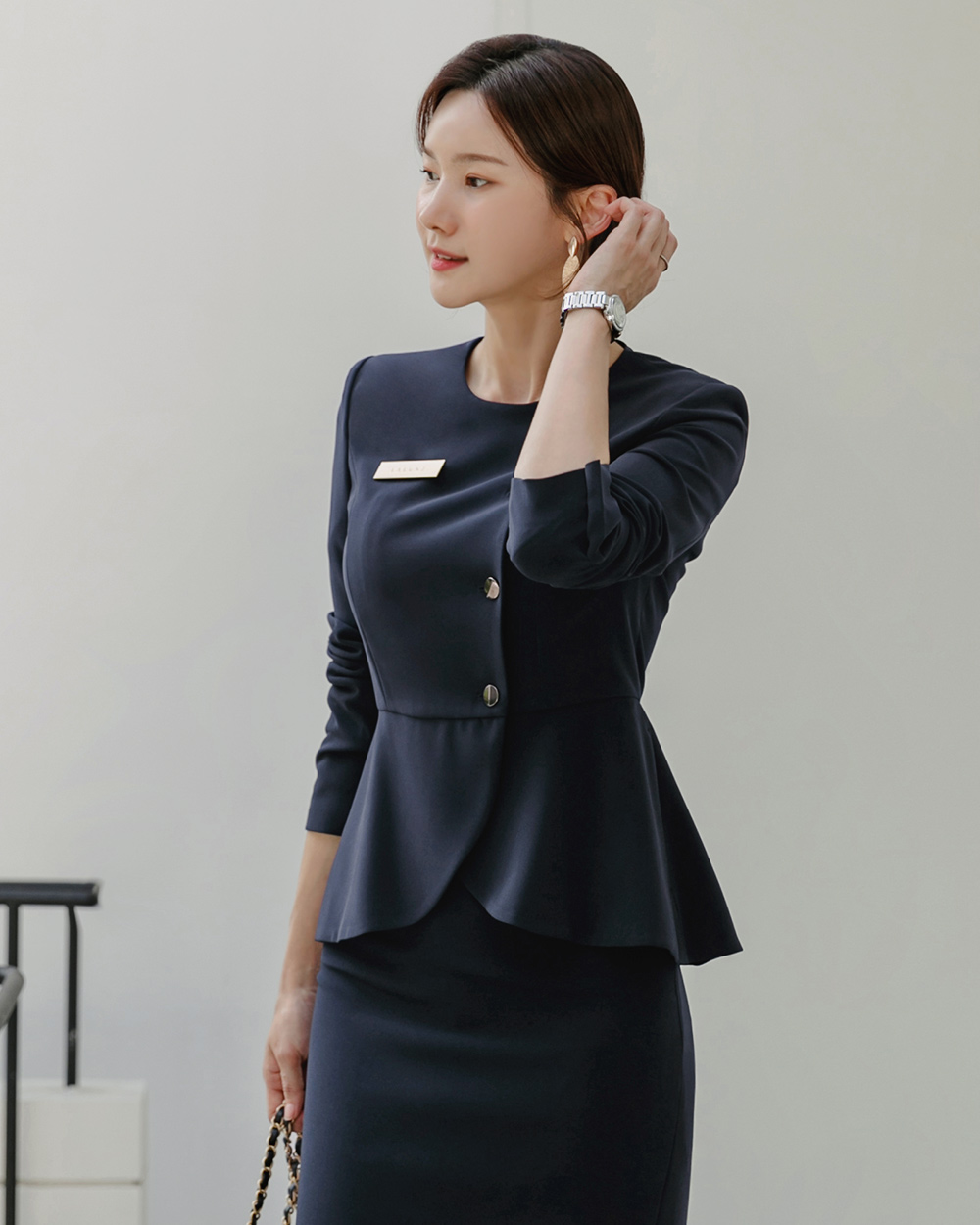 레일라 네이비 면접 정장 호텔유니폼 오피스룩 사무복 피부미용 피부과 코디네이터 : 라린느스타일