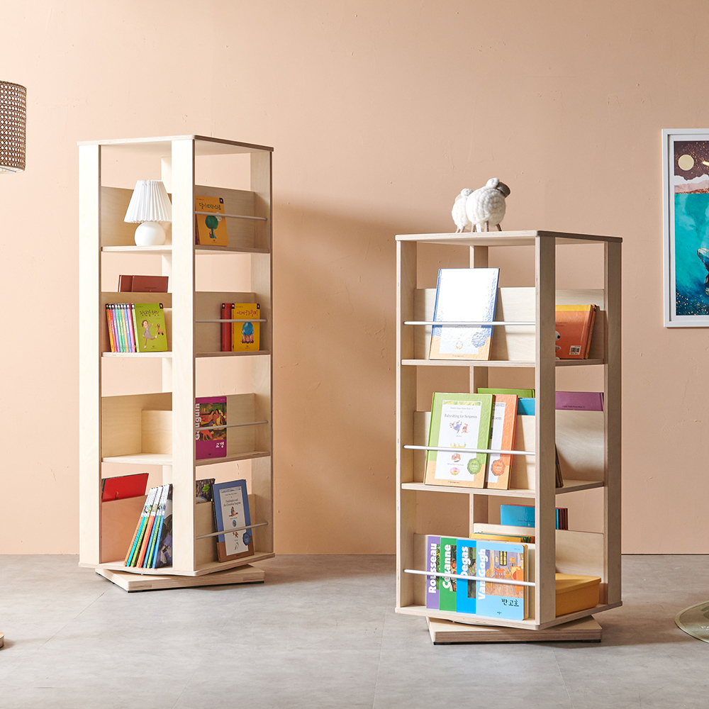 비앙스 VONI 3단 자작원목 전면 회전책장 : BIANS FURNITUR