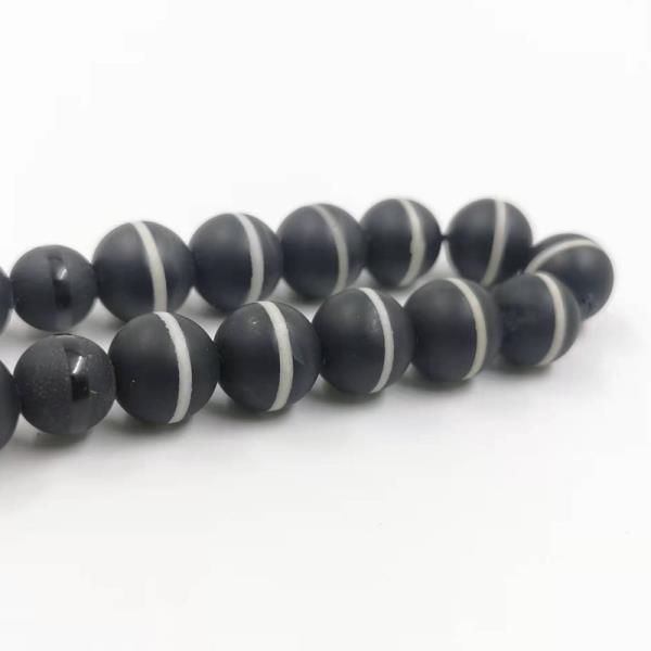 묵주반지 묵주팔찌 목걸이Tasbih 남자 자연 블랙 마노 화이트 라인 이슬람기도 비즈 misbaha 묵주 eid 선물 터키어 액세서리 팔찌... 