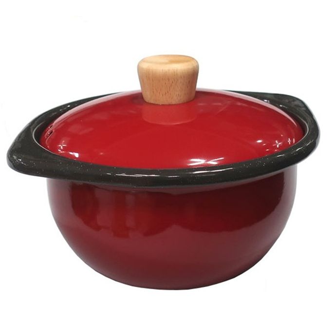 법랑 뚝배기 인덕션 뚝배기 찌개 라면 냄비 레드 1.2L : 가리비샵