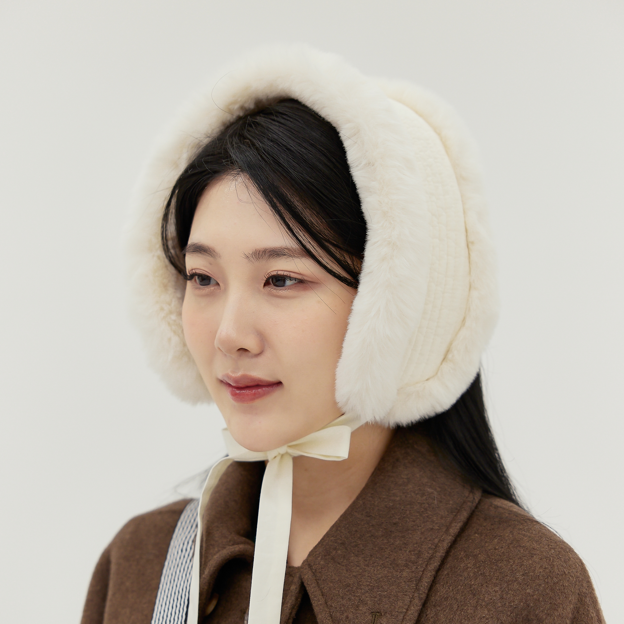 명썸 귀여운 아씨 볼끼 IVORY 면누비 한복 방한 귀도리 귀마개 목도리 : 명썸