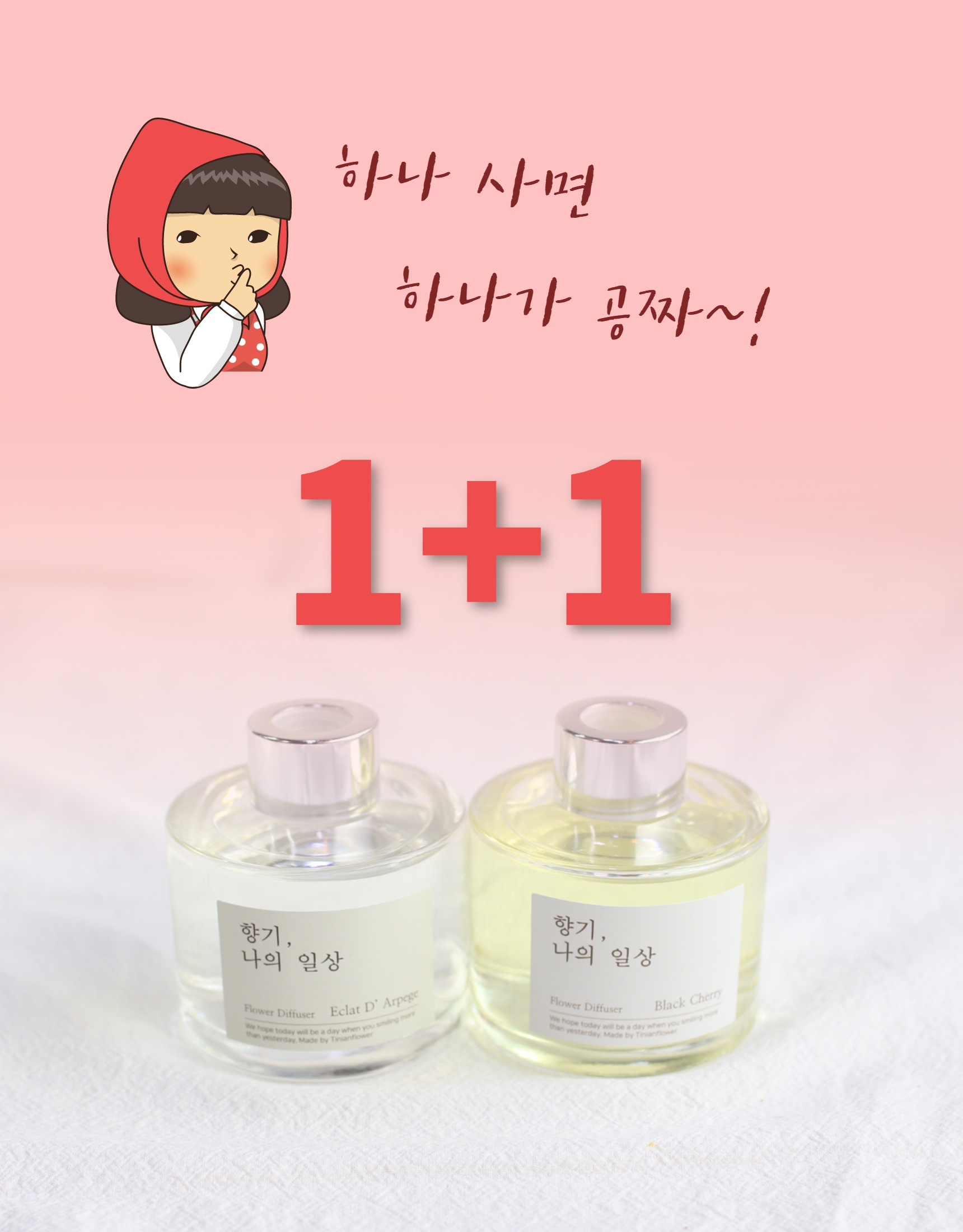 1+1 차량용 디퓨저 거치형 110ml : 티니안플라워