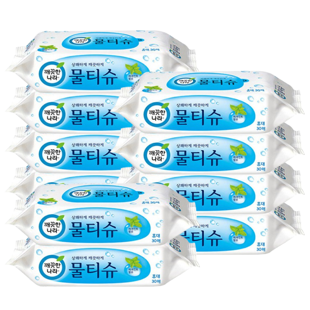 깨끗한나라 페퍼민트 휴대용30매리필 x 10팩 : 티에스shop