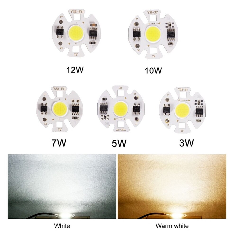 Led 칩 220V 미니 COB LED 매트릭스 비즈 Y32 3W 5W 7W 10W 12W 투광 조명 스포트라이트용 드라이버 다이오드 필요 없음 : 만물자재상
