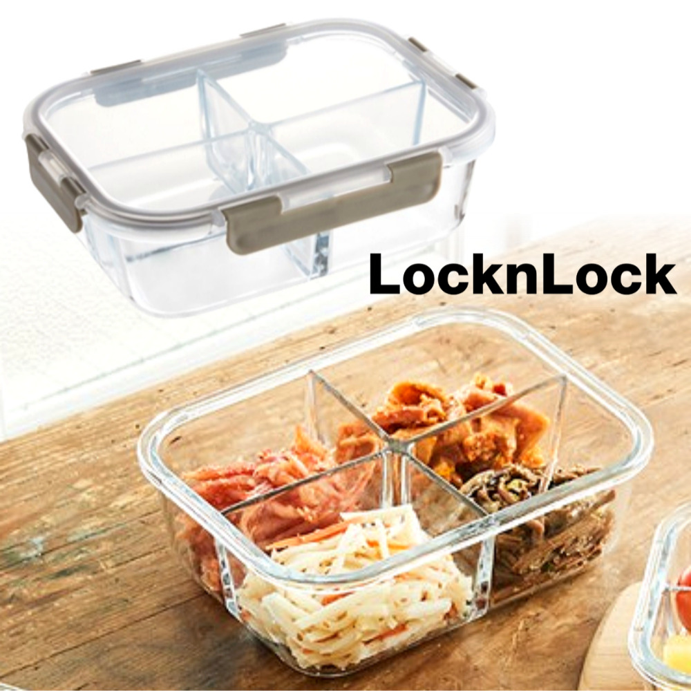 락앤락 4칸 내열유리반찬통 1520ml / 나눔반찬통 전자레인지용기 칸막이 칸칸이 반찬통 : 코니 하우스