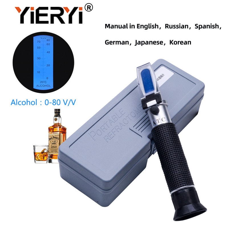 굴절당도계 당도측정 디지털당도  Yieryi 휴대용 굴절계 디자인 주류 알코올 함량 테스터 0-80% V/V ATC 소매 상자 포함 : 만물자재상