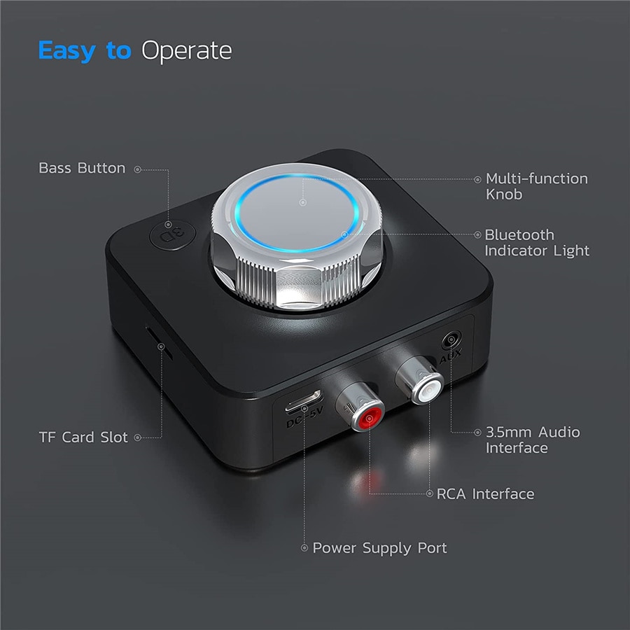 Bluetooth 50 Audio Receiver 3D Stereo Music Wireless Adapter TF Card RCA 35mm 35 AUX [C00094364] : 제이디글로벌3