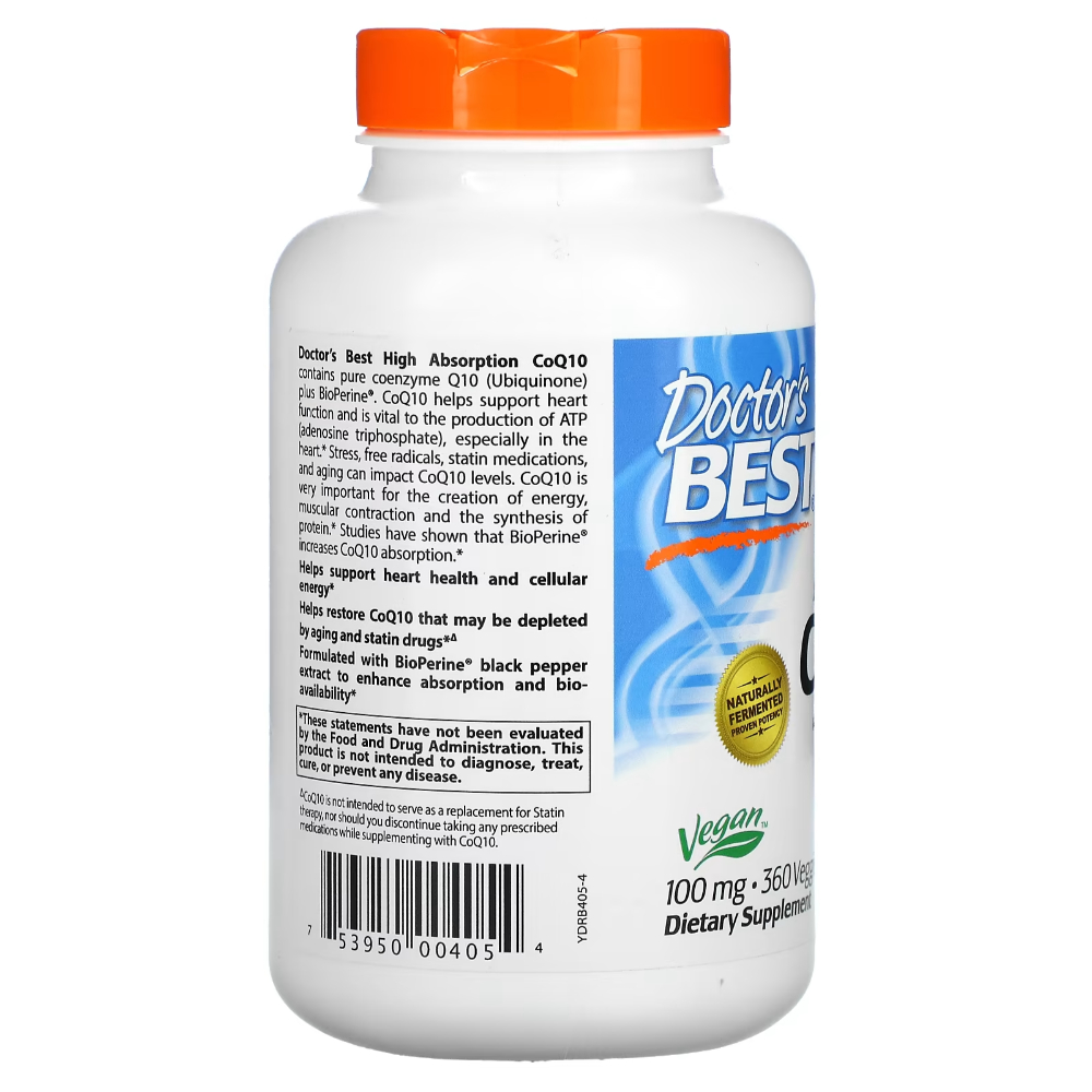 Doctors Best 닥터스 베스트 고흡수 CoQ10, BioPerine 함유 100mg 피페린 베지 캡슐 360정 : 와이비케이인터네셔널