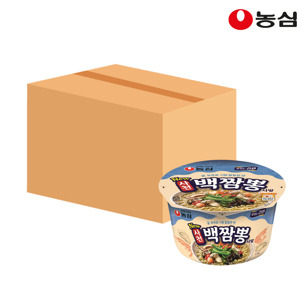 농심 사천백짬뽕 큰사발 75g x 16개입 건면 해물라면 건면 : 까까하우스