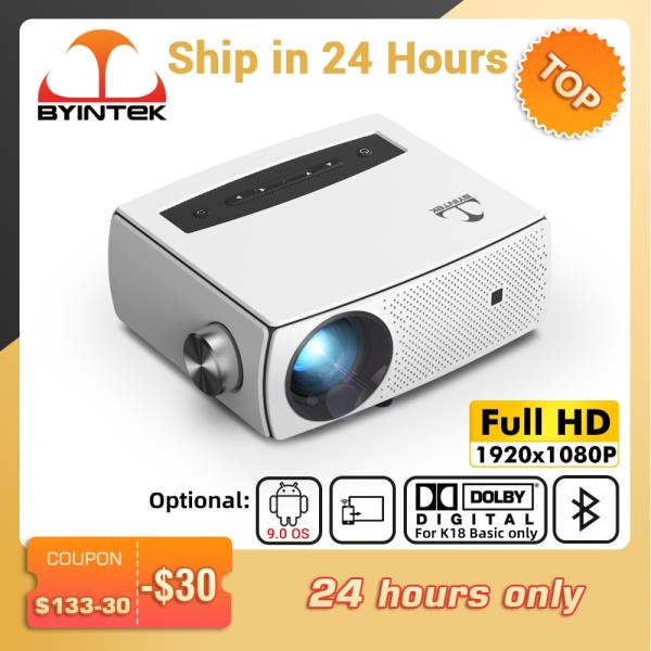 BYINTEKK18 프로젝터 풀 HD 1080P LCD 휴대용 스마트 안드로이드 9.0 WIFI LED 미니 홈 시어터 1920x1080 4K 비디오 지원 : 도이치유로26