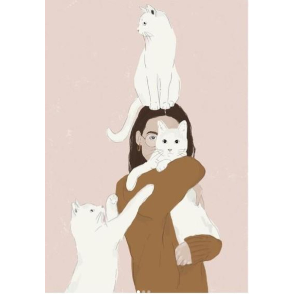 일러스트 감성 고양이 레트로 요가 대형 패브릭 포스터 그림 아트조이 창문 빈티지 천 액자 : 무드살롱1004