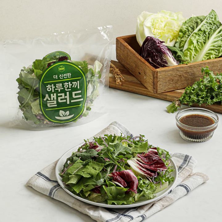 3번 씻은 신선한 하루한끼 샐러드 5+5팩 / 야채7종 정기구독 : 다신샵다이어트