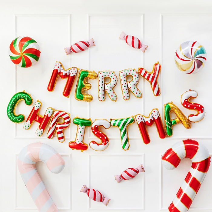 크리스마스파티용품 은박 이니셜세트 MERRY CHRISTMAS 진저브레드 : 파티플러스