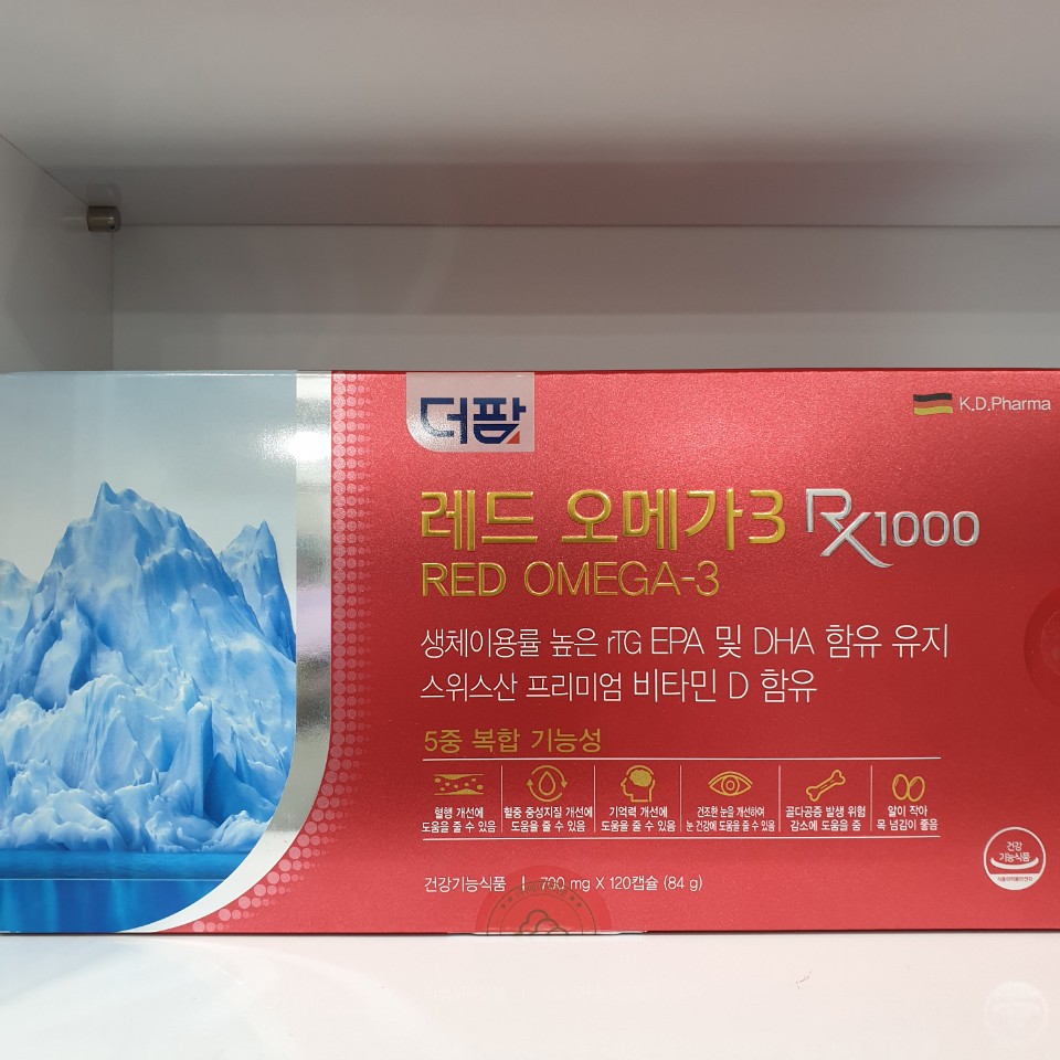 더팜 레드 오메가3 RX1000 700mg x 120캡슐 (2개월분) : 굿마미팜