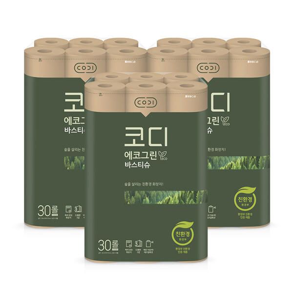 코디 에코그린 화장지 30Mx30롤 3팩 : 아란다솜