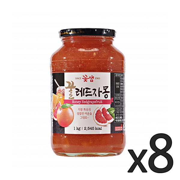 꽃샘 꿀레드자몽 1kg 1박스 8개 액상차 과일청 전통차 홈카페 에이드 : 투고팩