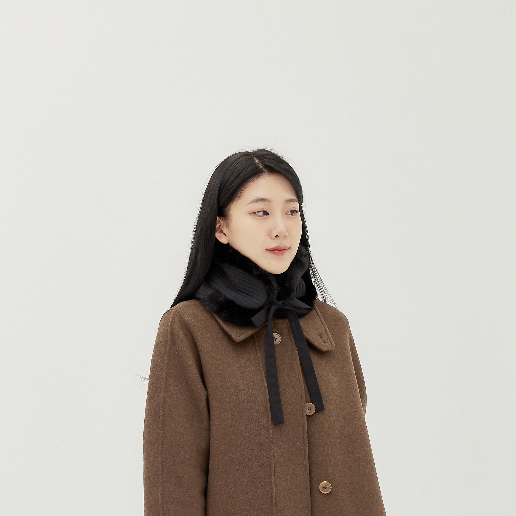 명썸 귀여운 아씨 볼끼 BLACK 면누비 한복 방한 귀도리 귀마개 목도리 : 명썸