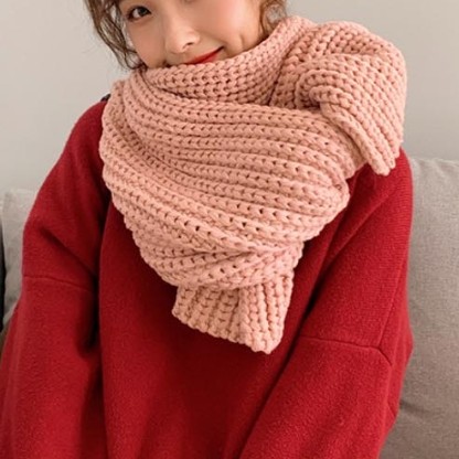 손뜨개목도리 간절기 빨간 니트 빨강 여자명품 목도리 : 안스디노