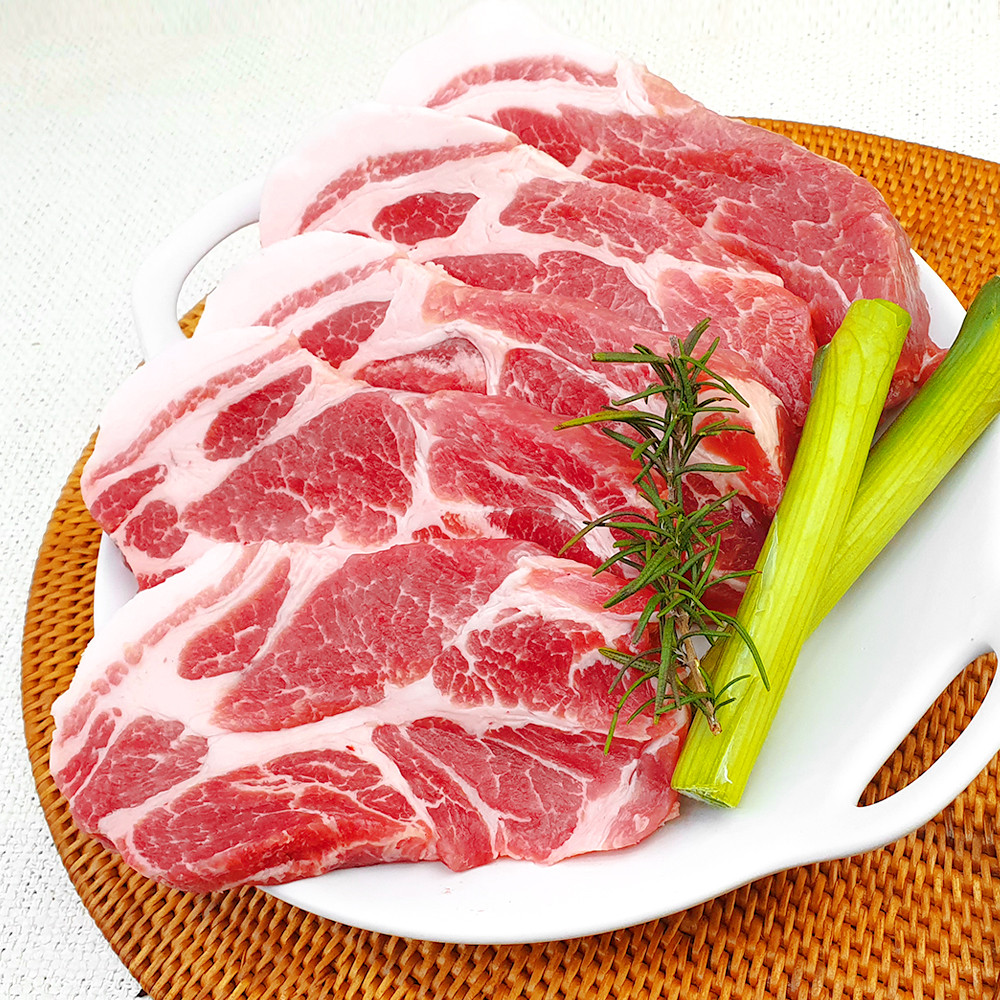 한돈 돼지고기 목살 구이용 찌개용 보쌈용 300g 500g 우시산한돈 냉장 더예쁜한우 : 더예쁜한우