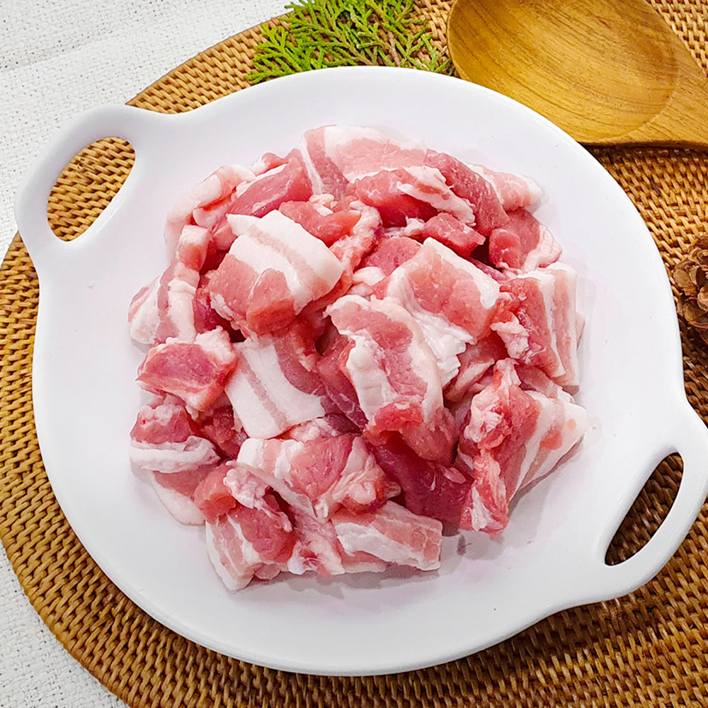 한돈 돼지고기 삼겹살 찌개용 찌개거리 300g 우시산한돈 냉장 더예쁜한우 : 더예쁜한우