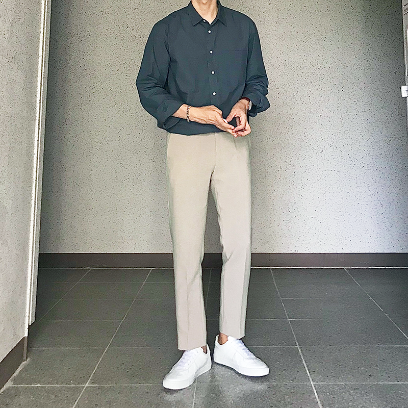 LAINE 컴포터블 슬림핏 슬랙스 : 에이멜