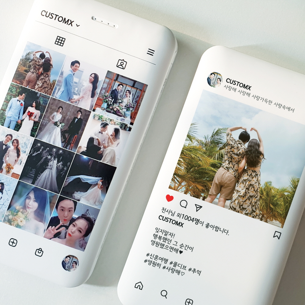 [선물포장]양면 10000mAh 인스타그램 사진 12장 보조배터리 : CUSTOM-X
