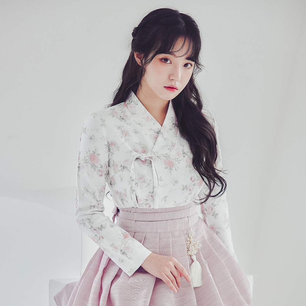 생활한복 장저고리 스며듬 화이트 수설화 : 수설화