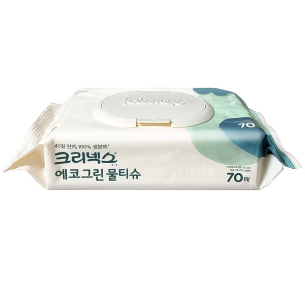 생분해 친환경 크리넥스 에코그린 물티슈 캡형 70매, 1개 : 주식회사 올바른 -올핏