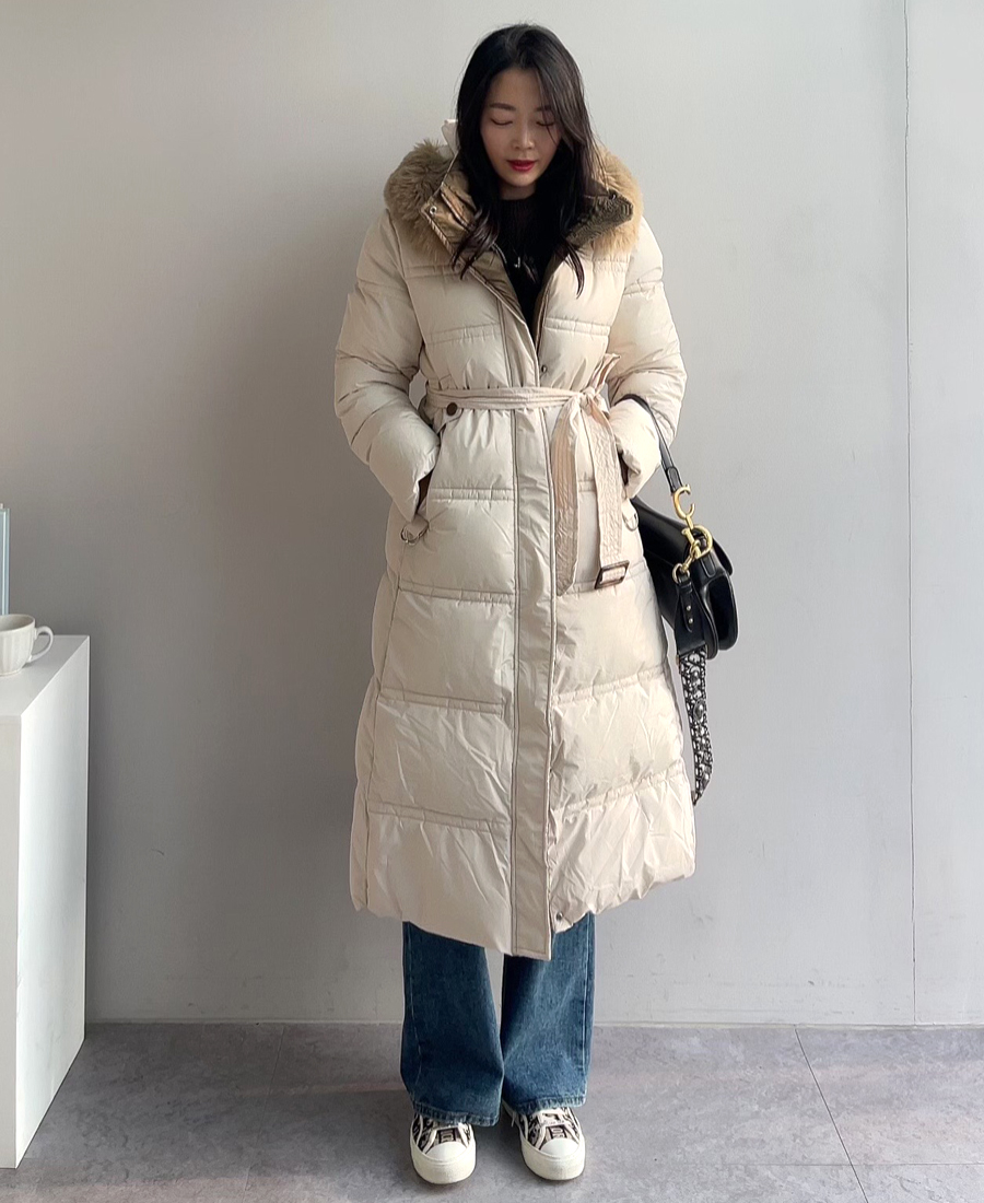 [SALE/무배] 투비 몽글 퍼 탈부착 벨트 웰론 롱패딩점퍼 : 어쓰