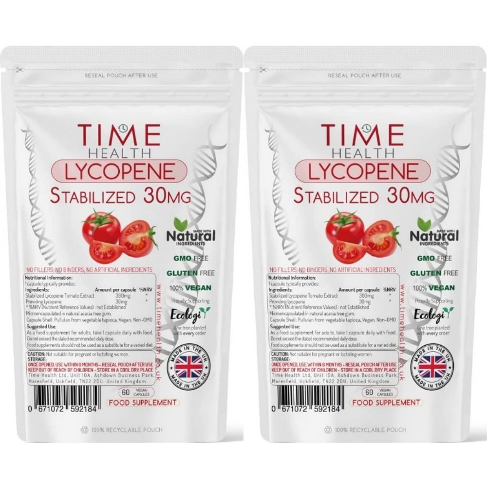 Time Health Lycopene 타임 헬스 리코펜 30mg 토마토 추출물 300mg 60정 2팩 : 브릿지글로벌 유럽