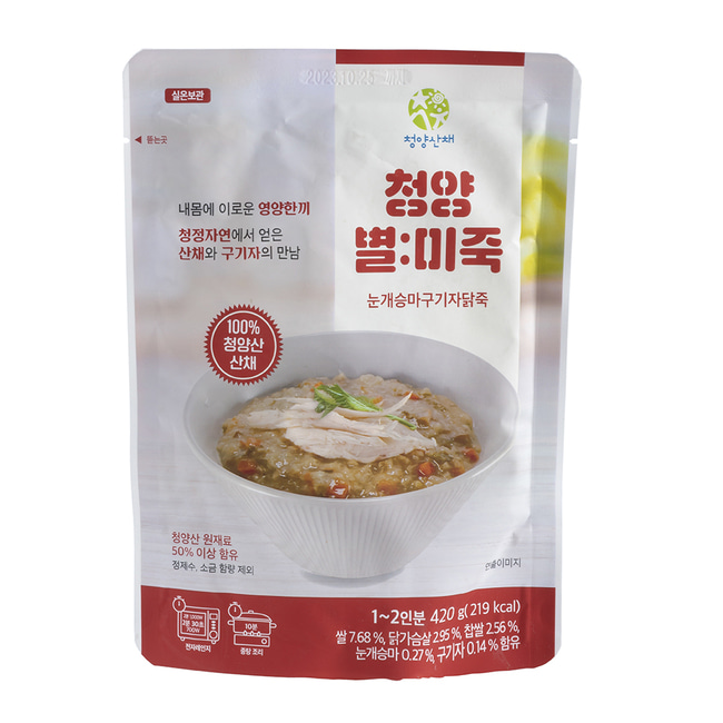 지역활성화재단 청양별미죽 420g 닭죽, 버섯죽 : 칠갑마루