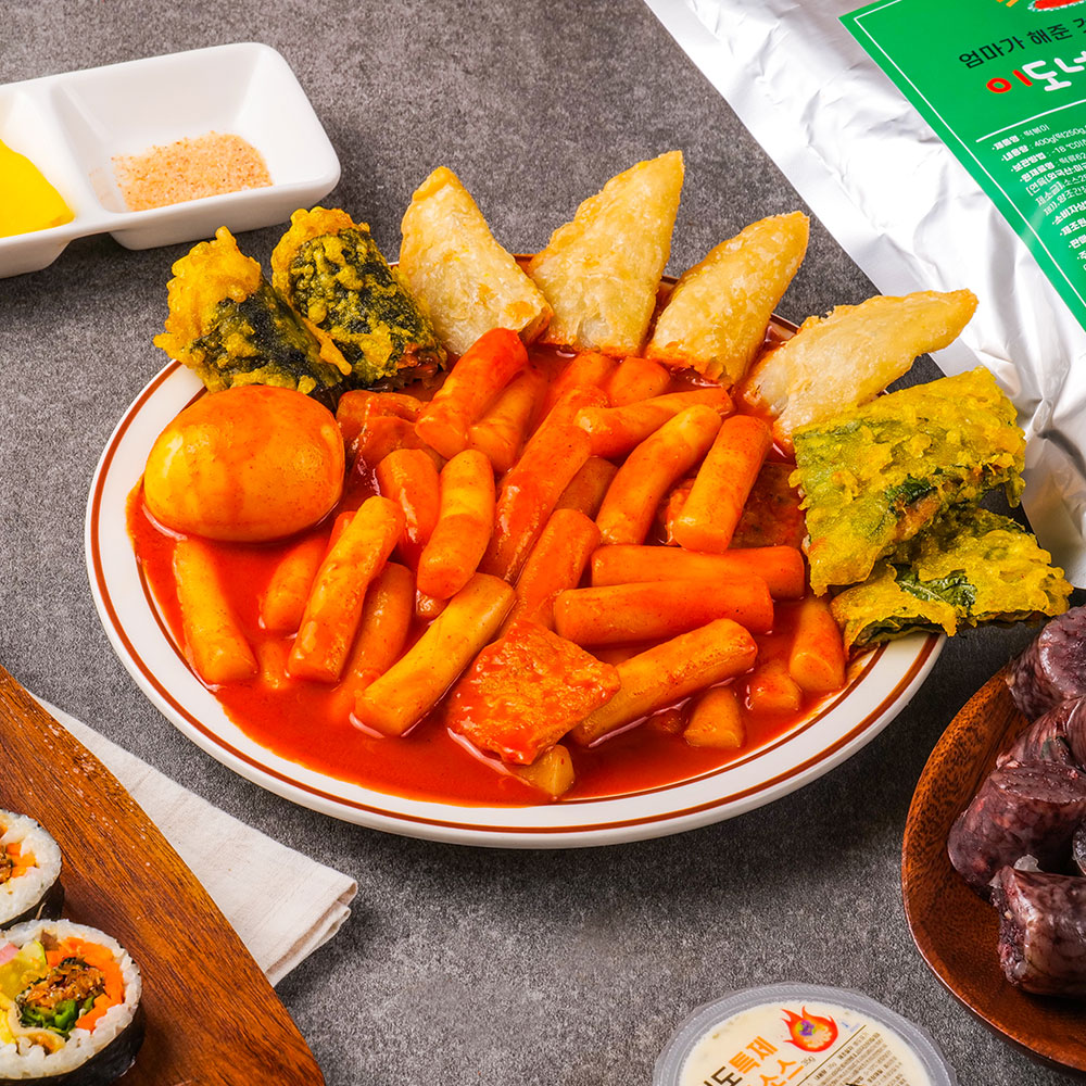 이도네 즉석 떡볶이 밀키트 2인분 400g 국물 옛날떡볶이 밀떡 황금레시피 : 이도마켓 공식몰