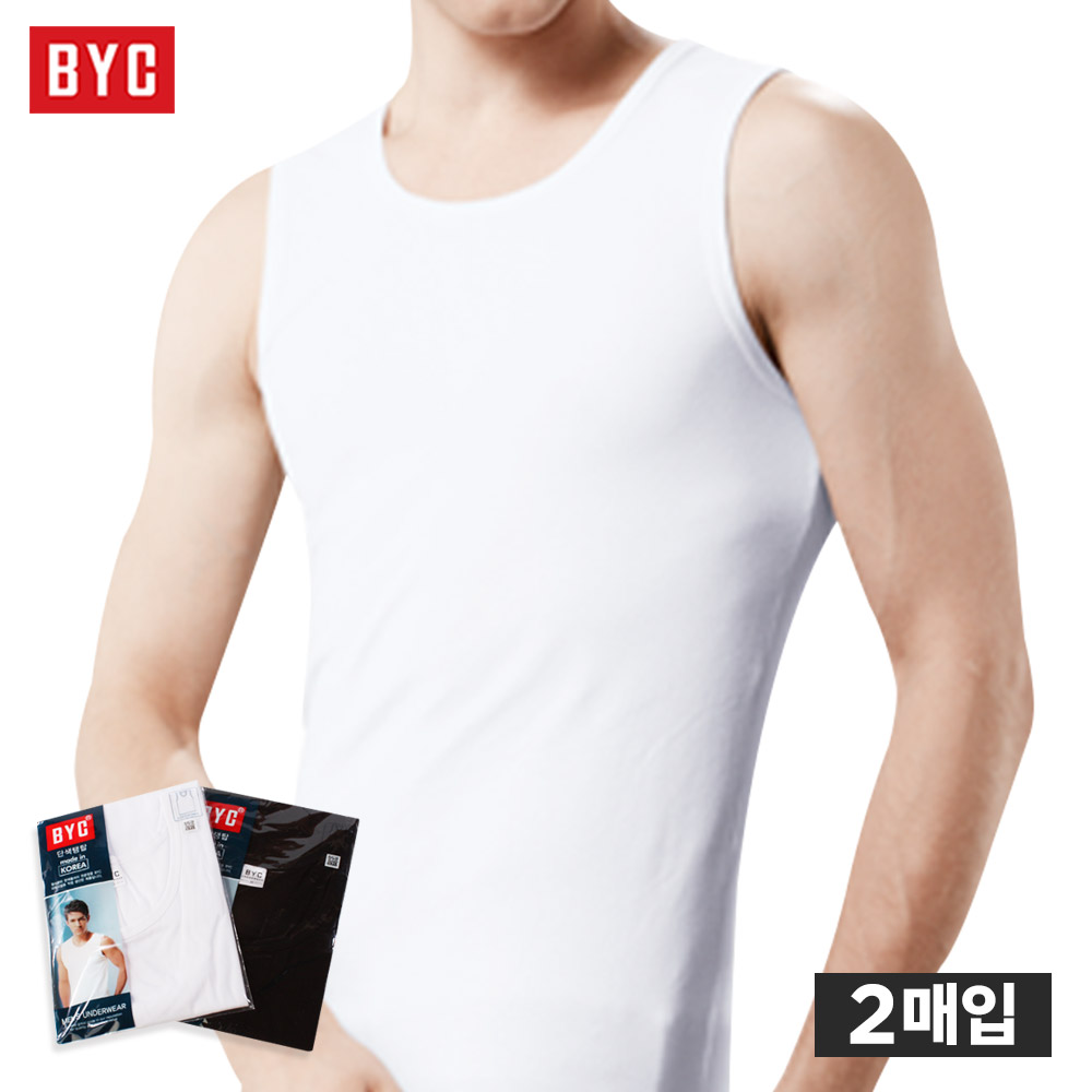 남성런닝 메리야스 단색탱탑 2매세트 민소매 나시 런닝 BYE1006 : 미즈넬