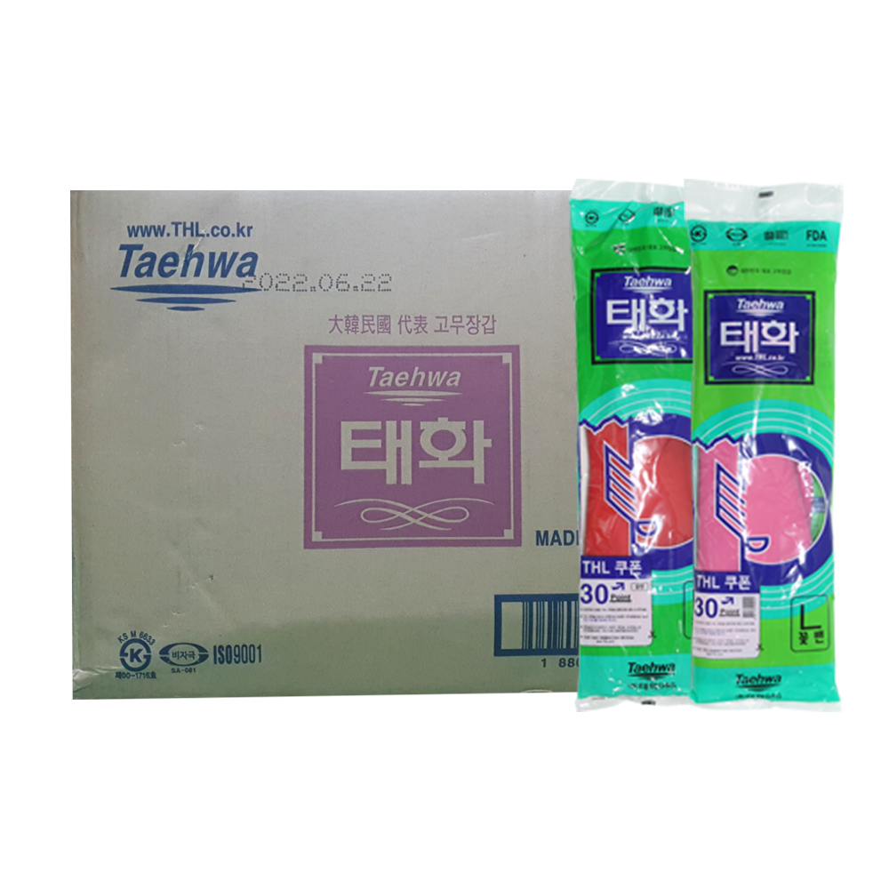 태화 고무장갑 꽃밴L 1박스(100개입) 설겆이 세탁 청소 : 에스엠크린