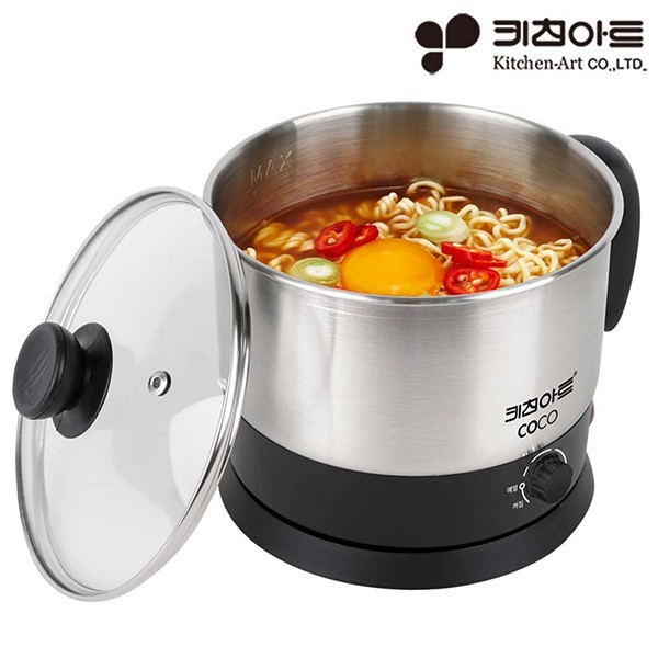 키친아트 무선 휴대용 캠핑 여행용 전기 라면 포트 멀티 쿠커 미니 냄비 포트기 1.5L : DDW