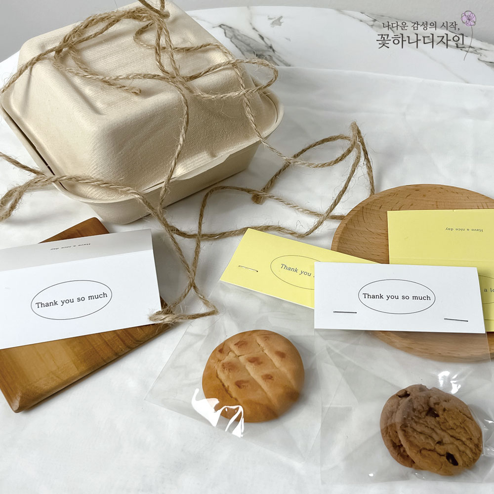 땡큐 헤더택 디저트 쿠키 접는택 상품포장 30장 : 꽃하나디자인