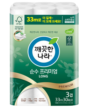 깨끗한나라 NEW 순수프리미엄 3겹 33m 30롤 X1팩 : jm컴퍼니