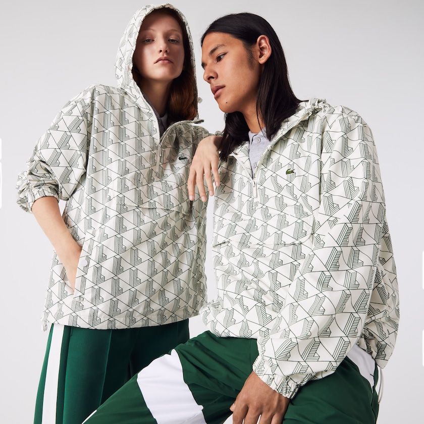라코스테 라이브 공용 패턴 풀오버 윈드브레이커 재킷 바람막이 패딩 안감 보온 아우터 LIVE Patterned Pullover Windbreaker... 