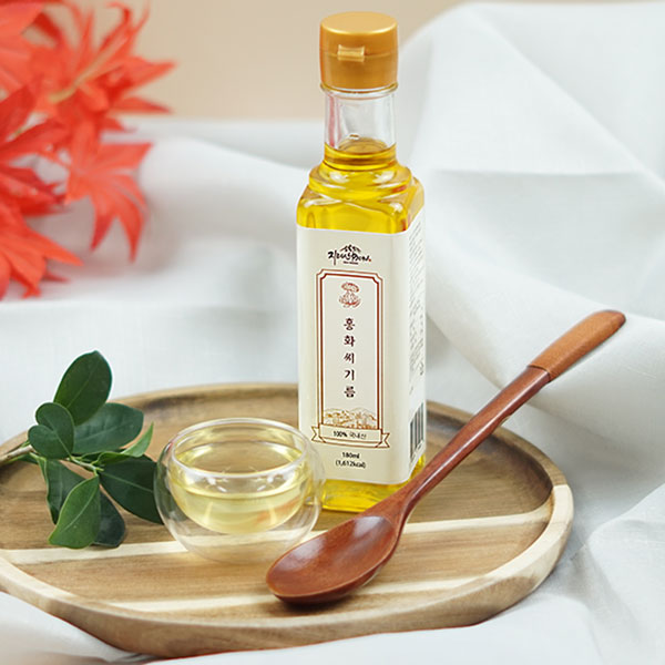 지리산 하동 국내산  지리산 BON 홍화씨기름(홍화씨유) 180ml : 지산 농원