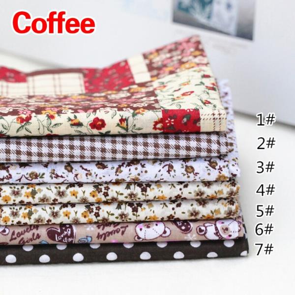 면원단 25x25cm 사각형 공예 천 100% 면 직물 인쇄 바느질 퀼트 패치 워크 DIY 수제 재료, 7 피스 : 원원친구